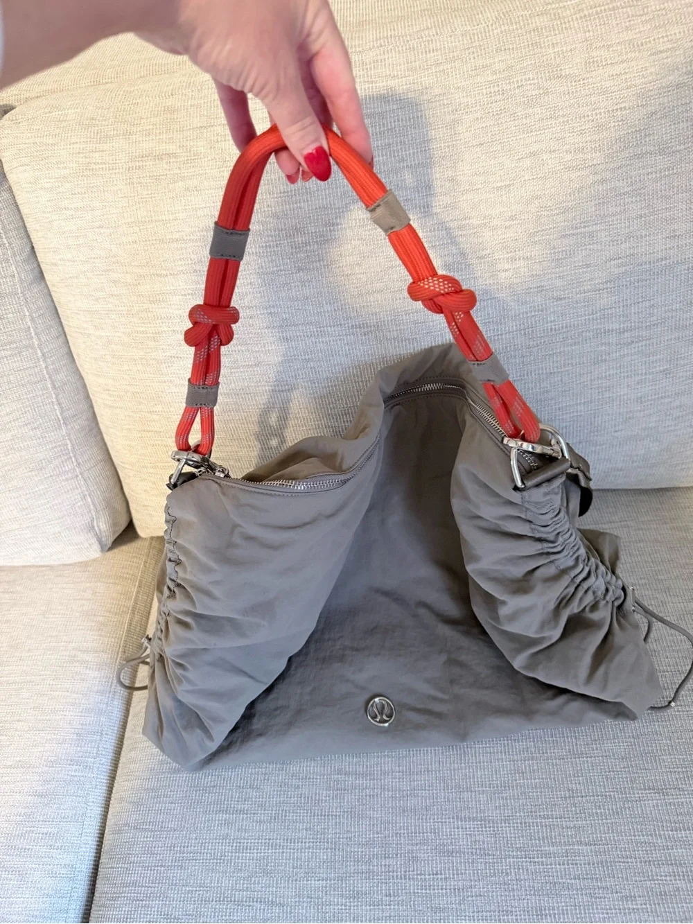 lululemon athletica Gray Messenger Bag with Red Handle Accents - Picture 4 of 5